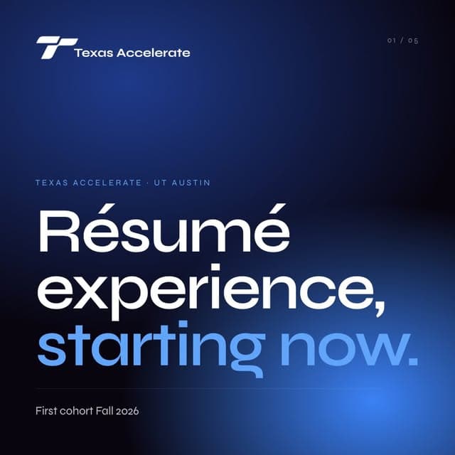 Resume experience, starting now. First cohort Fall 2026